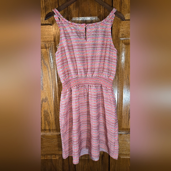 Gap Sleeveless Braided Strap Pink/ Orange Chevron Striped NWT dress, sz… - Picture 2 of 4
